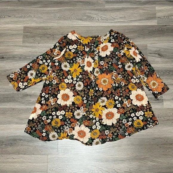 Natural Life L/XL Cotton Tunic in a Bag Top Orange Floral Lightweight Flowy - Picture 6 of 8